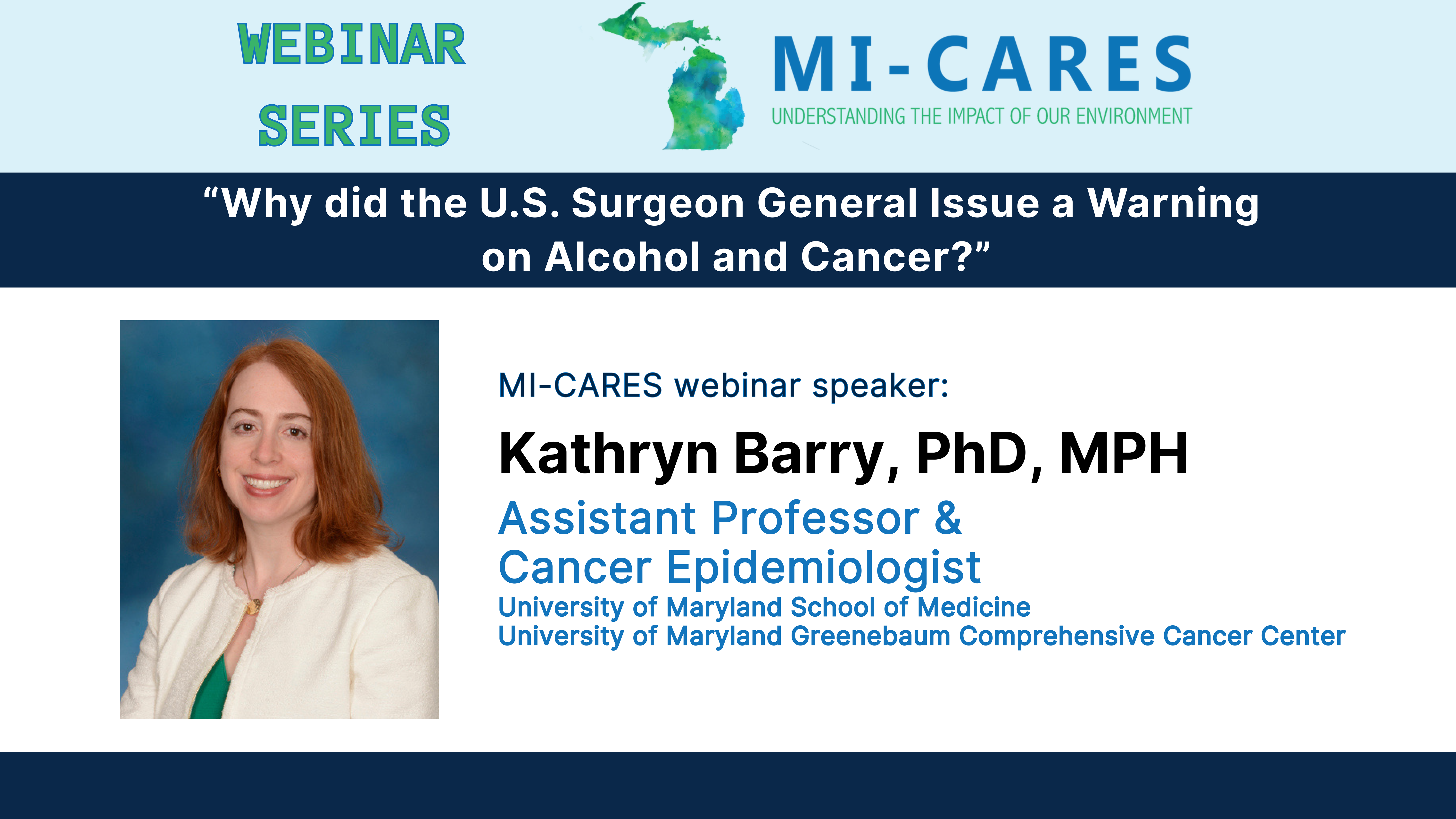 Video: “Why did the U.S. Surgeon General Issue a Warning on Alcohol and Cancer?” with Kathryn Barry, PhD, MPH teaser image